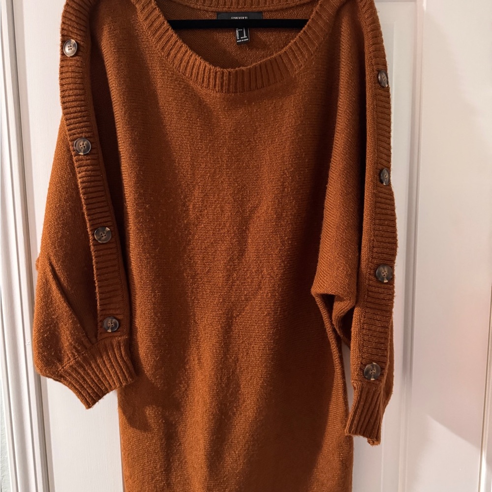 Forever 21 Rust Button-Accent Sweater